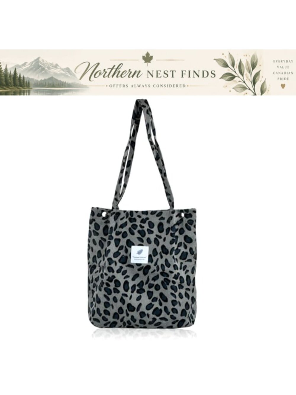 Corduroy Tote Bag with Inner Pockets Large Shoulder Purse